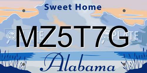 MZ5T7G Alabama License Plate
