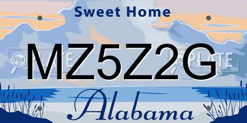 MZ5Z2G Alabama License Plate