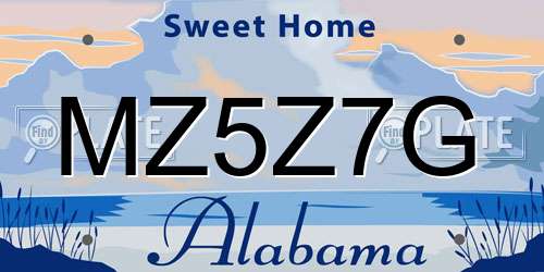 MZ5Z7G Alabama License Plate