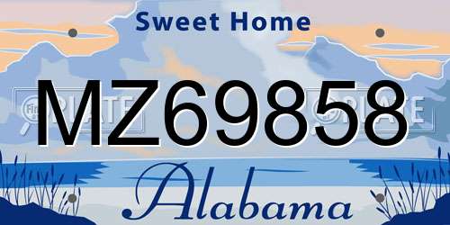 MZ69858 Alabama License Plate