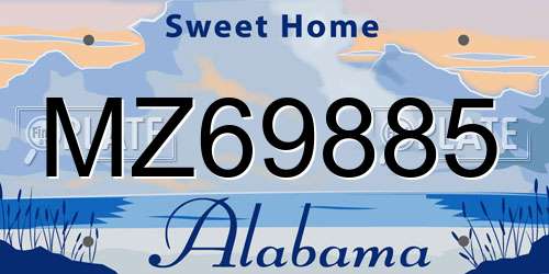 MZ69885 Alabama License Plate