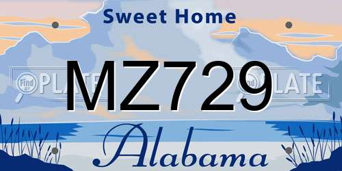 MZ729 Alabama License Plate
