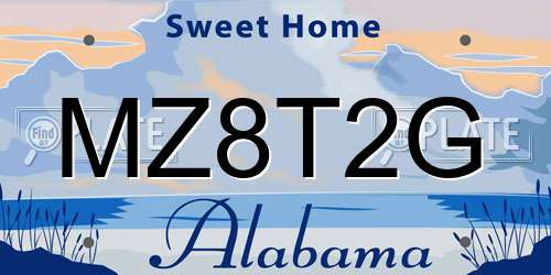 MZ8T2G Alabama License Plate