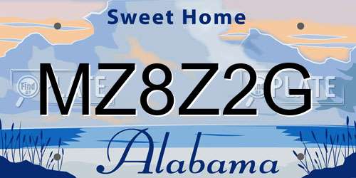 MZ8Z2G Alabama License Plate
