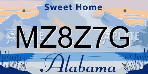 MZ8Z7G Alabama License Plate