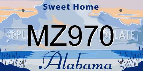 MZ970 Alabama License Plate