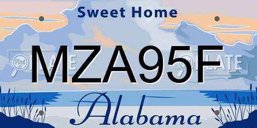 MZA95F Alabama License Plate