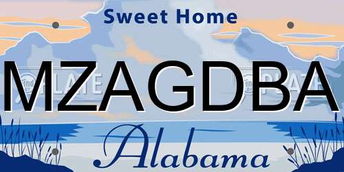 MZAGDBA Alabama License Plate