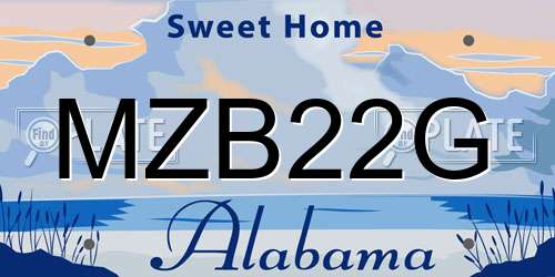 MZB22G Alabama License Plate