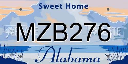 MZB276 Alabama License Plate