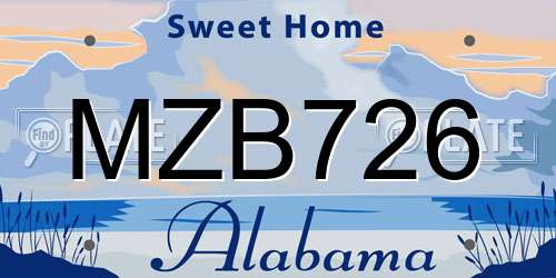 MZB726 Alabama License Plate