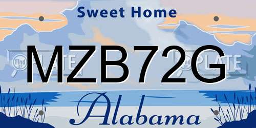 MZB72G Alabama License Plate
