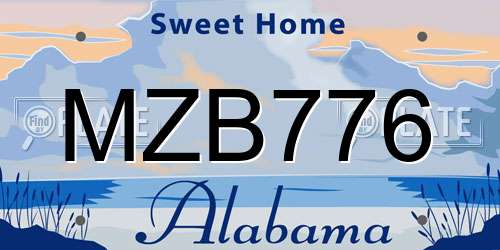 MZB776 Alabama License Plate