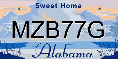 MZB77G Alabama License Plate