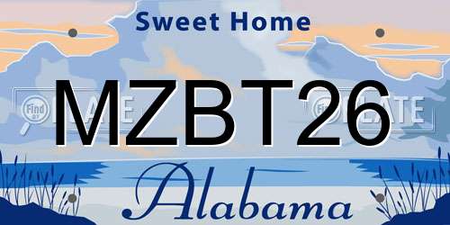 MZBT26 Alabama License Plate