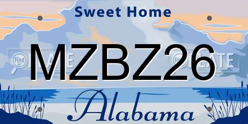MZBZ26 Alabama License Plate