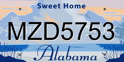 MZD5753 Alabama License Plate