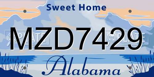 MZD7429 Alabama License Plate