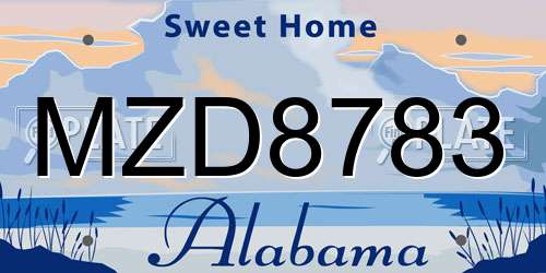 MZD8783 Alabama License Plate