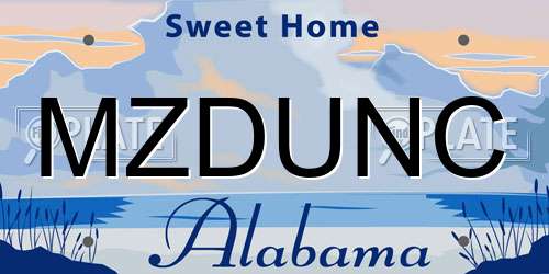 MZDUNC Alabama License Plate