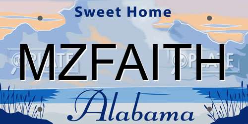 MZFAITH Alabama License Plate