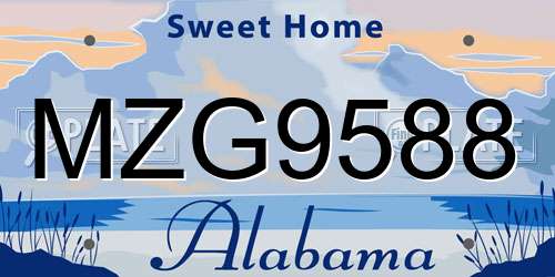 MZG9588 Alabama License Plate