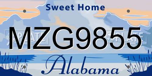 MZG9855 Alabama License Plate
