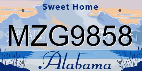 MZG9858 Alabama License Plate