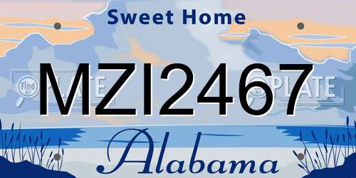 MZI2467 Alabama License Plate
