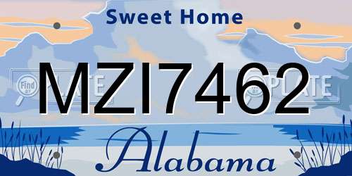MZI7462 Alabama License Plate