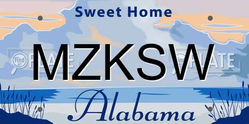 MZKSW Alabama License Plate