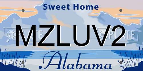 MZLUV2 Alabama License Plate