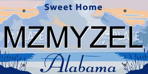 MZMYZEL Alabama License Plate