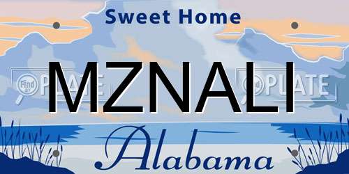 MZNALI Alabama License Plate