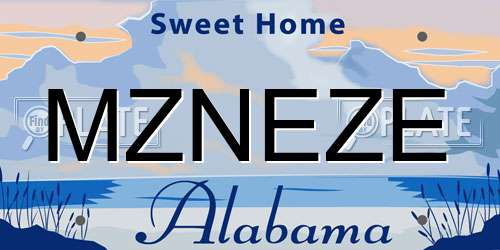 MZNEZE Alabama License Plate