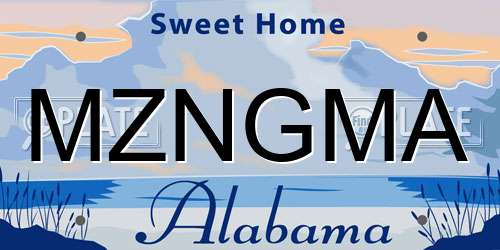 MZNGMA Alabama License Plate