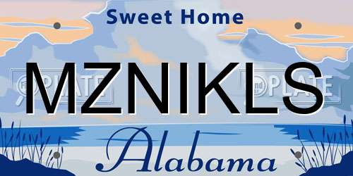 MZNIKLS Alabama License Plate