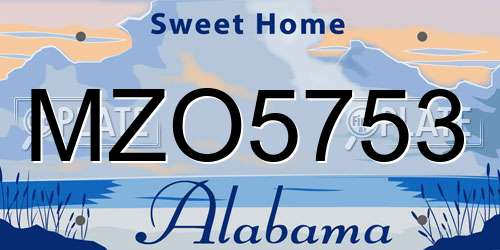 MZO5753 Alabama License Plate