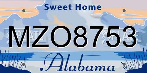 MZO8753 Alabama License Plate