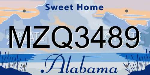 MZQ3489 Alabama License Plate