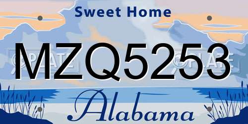 MZQ5253 Alabama License Plate