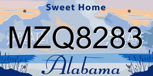MZQ8283 Alabama License Plate