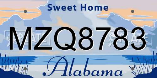 MZQ8783 Alabama License Plate