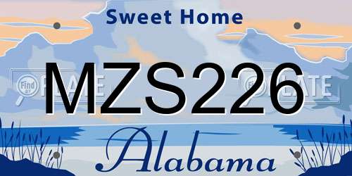 MZS226 Alabama License Plate