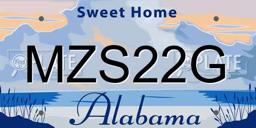 MZS22G Alabama License Plate