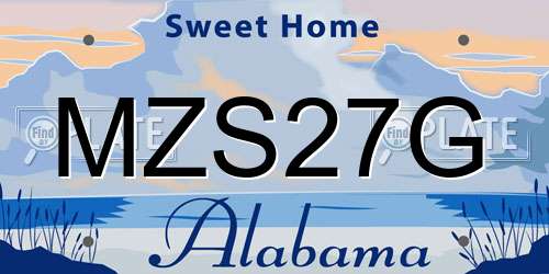 MZS27G Alabama License Plate