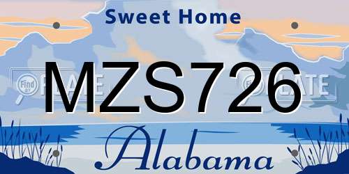 MZS726 Alabama License Plate