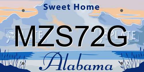 MZS72G Alabama License Plate
