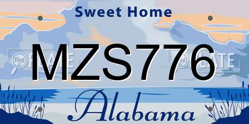 MZS776 Alabama License Plate