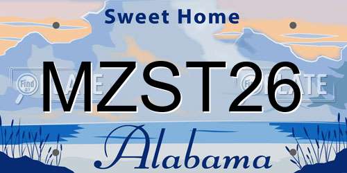 MZST26 Alabama License Plate